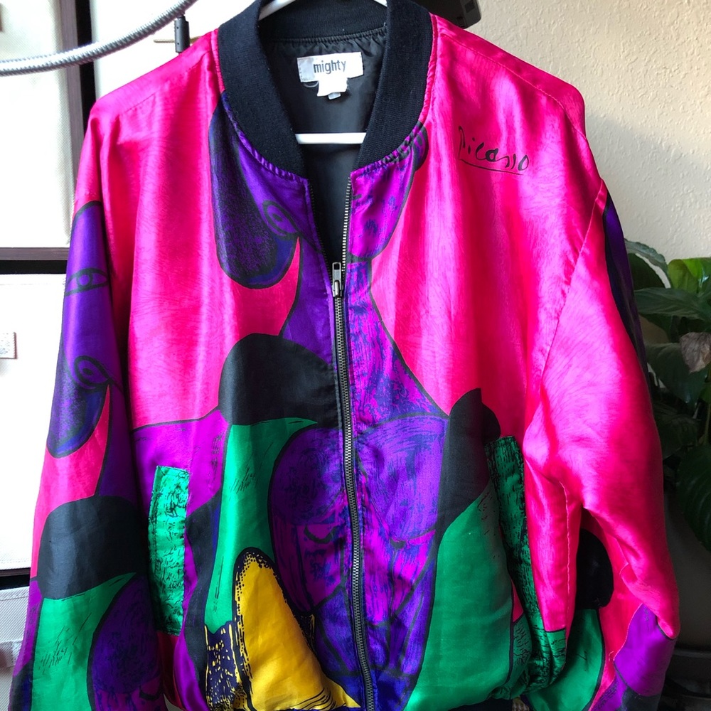 Picasso satin bomber jacket